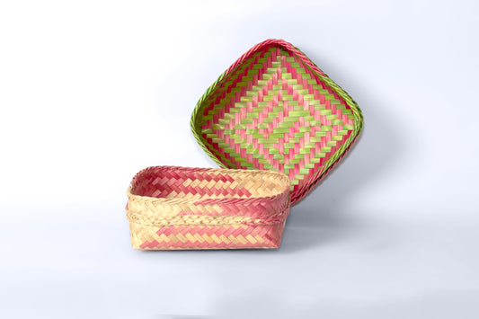 Bamboo Basket Square Shallow - Set of 2