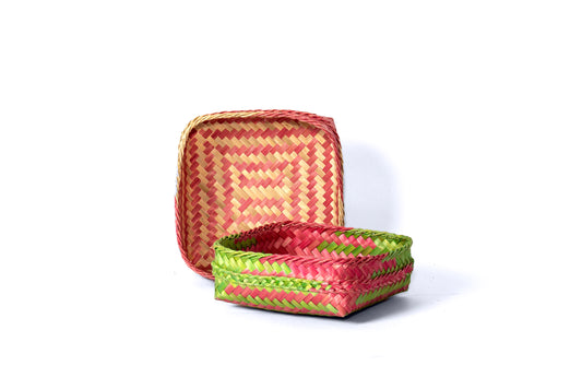 Bamboo Basket Square Shallow - Set of 2