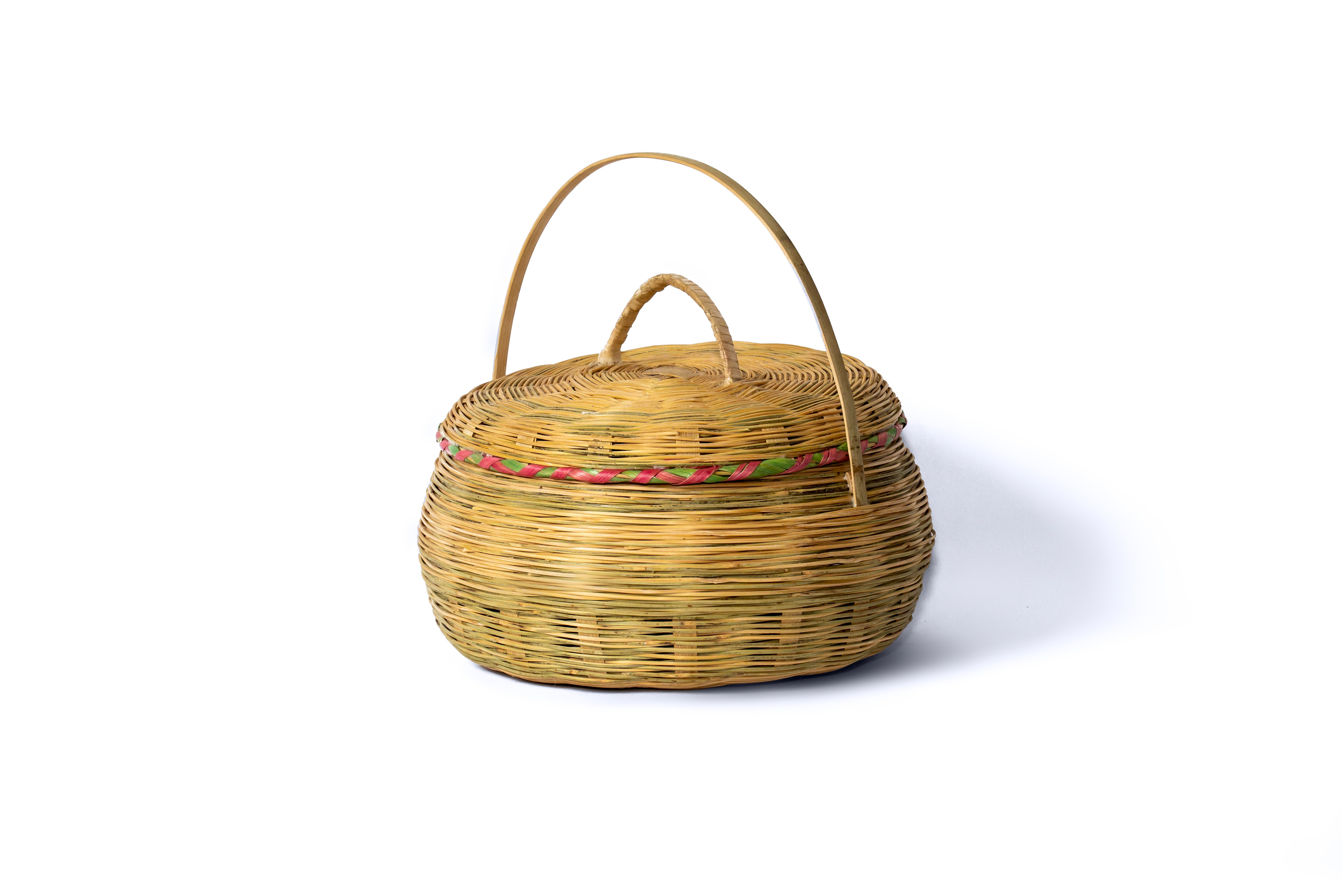 Bamboo Basket with Handle & Lid