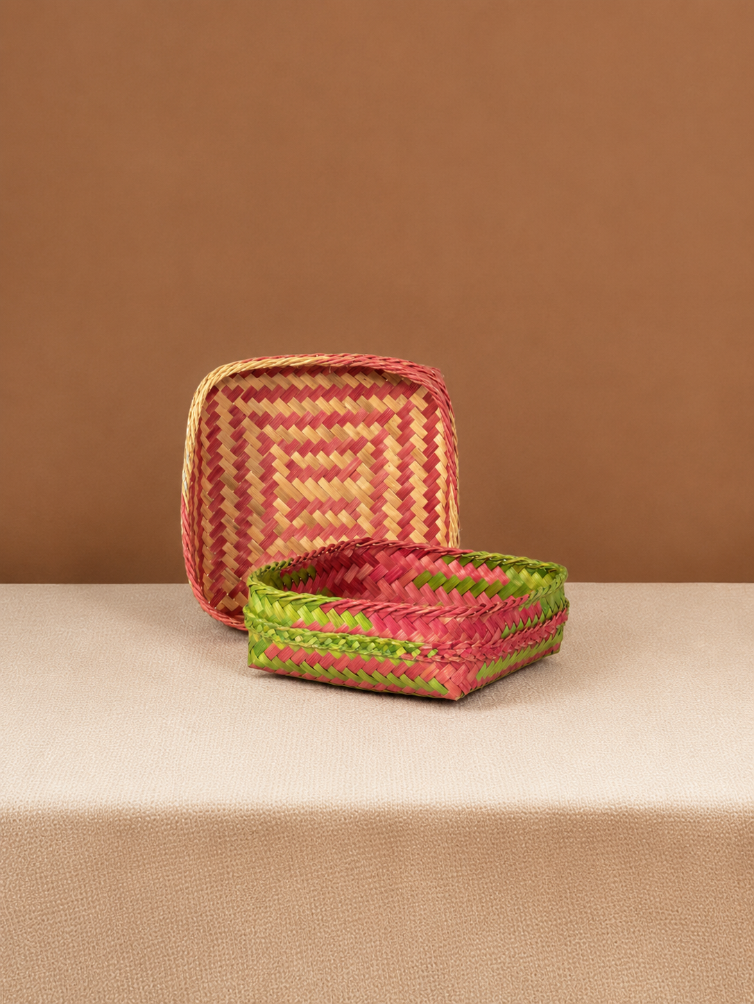 Bamboo Basket Square Shallow - Set of 2