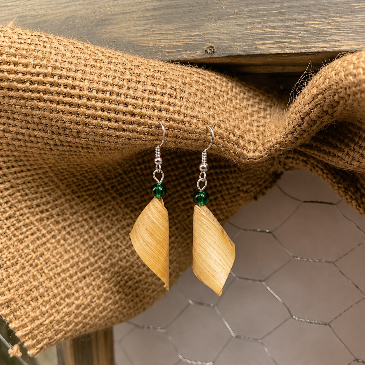 Shabari Naturals Bamboo Earring - cone with bead