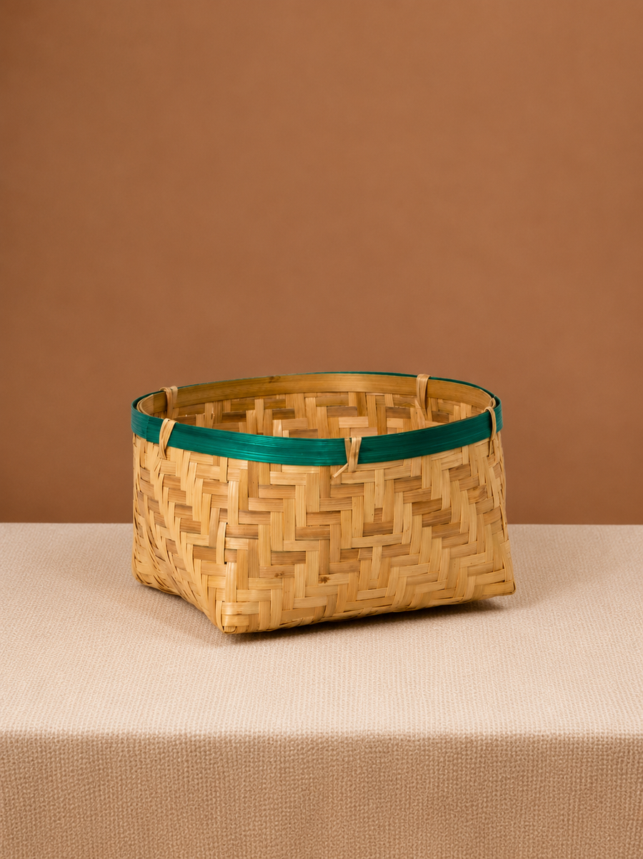 Bamboo Woven Basket - Deep with Square Base