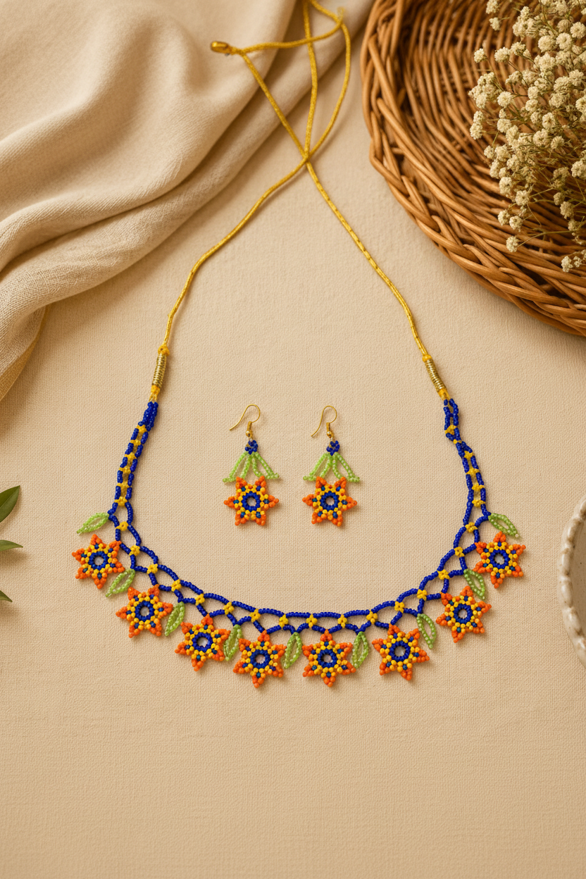 Pushplata Handmade Beaded Necklace Set