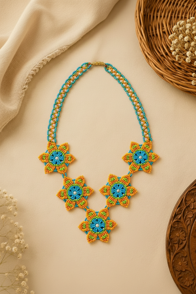 Pushpmala  handmade  beaded necklace set