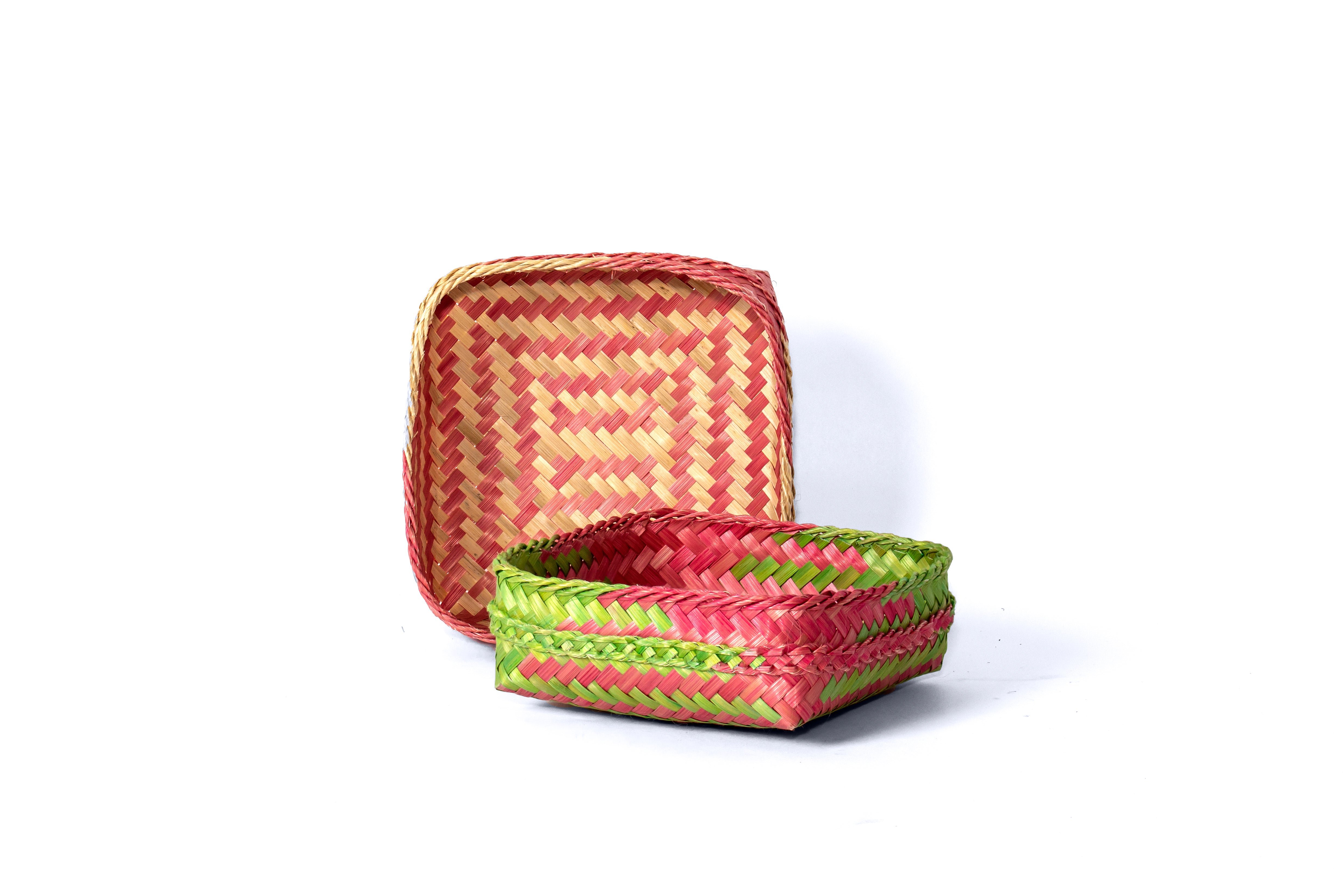 Bamboo Basket Square Shallow - Set of 2