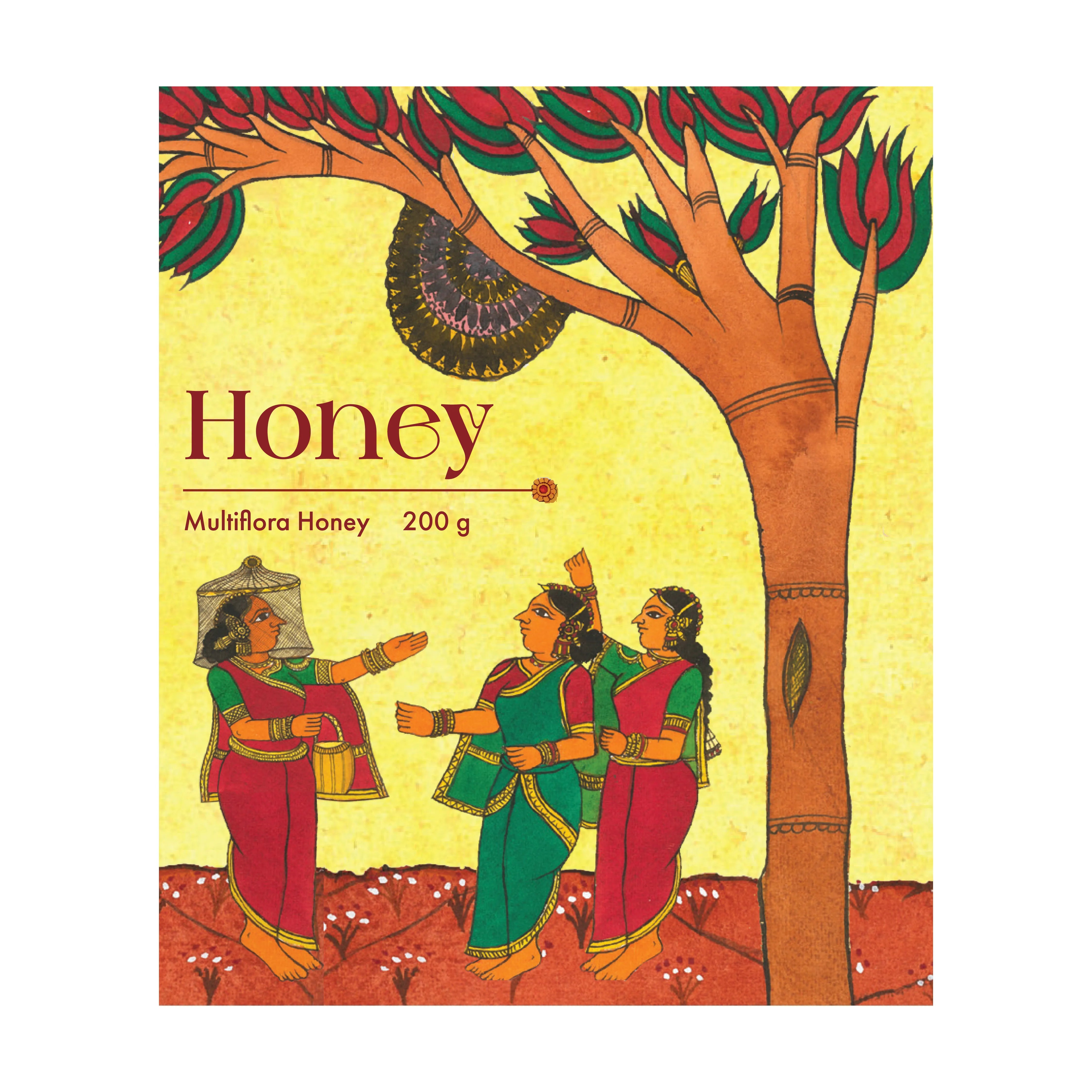 Shabari Naturals Multiflora Honey 200 g packaging with traditional artwork